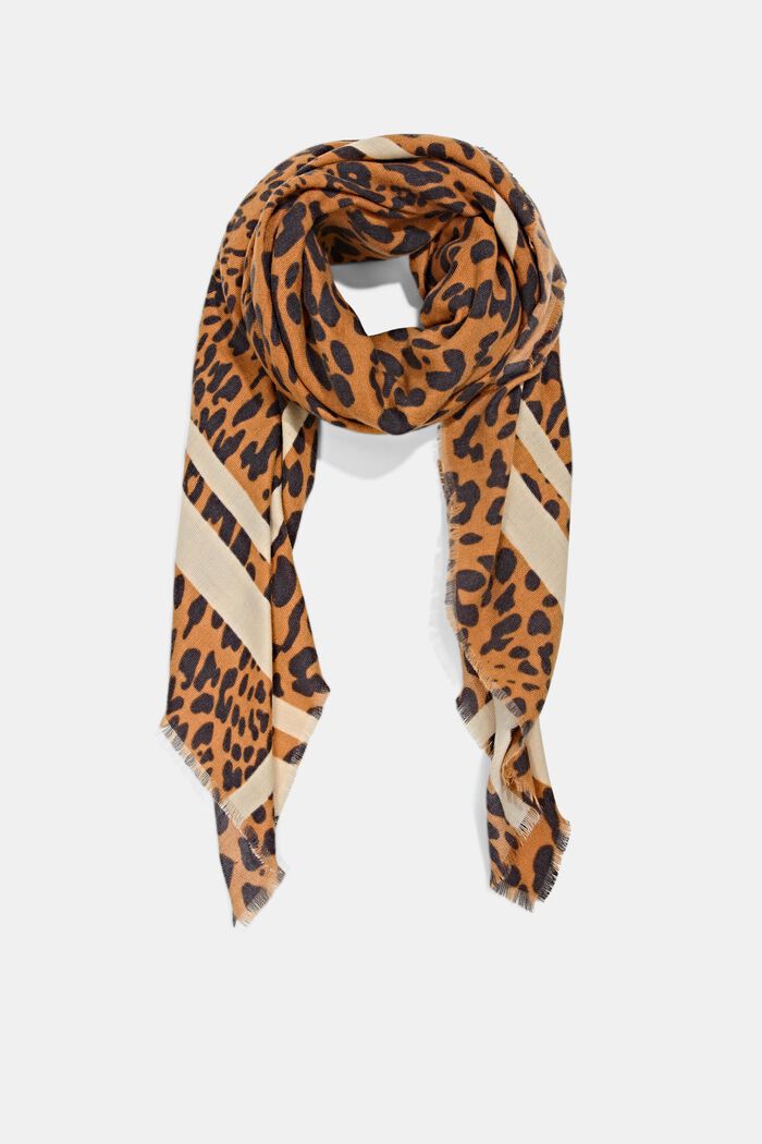 Recycled: leopard pattern scarf, BARK, overview
