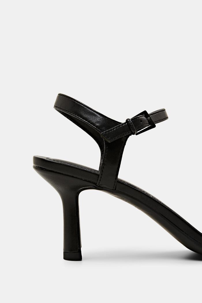 Faux leather square toe sandals with a heel, BLACK, detail image number 3