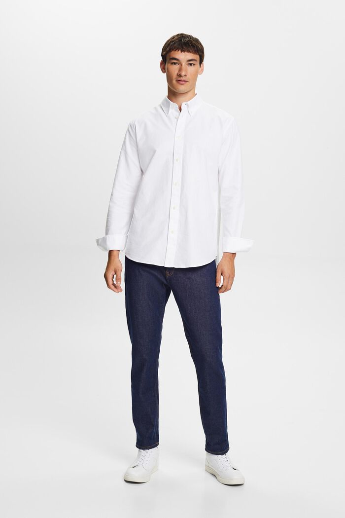 Cotton-Poplin Button Down Shirt, WHITE, detail image number 0
