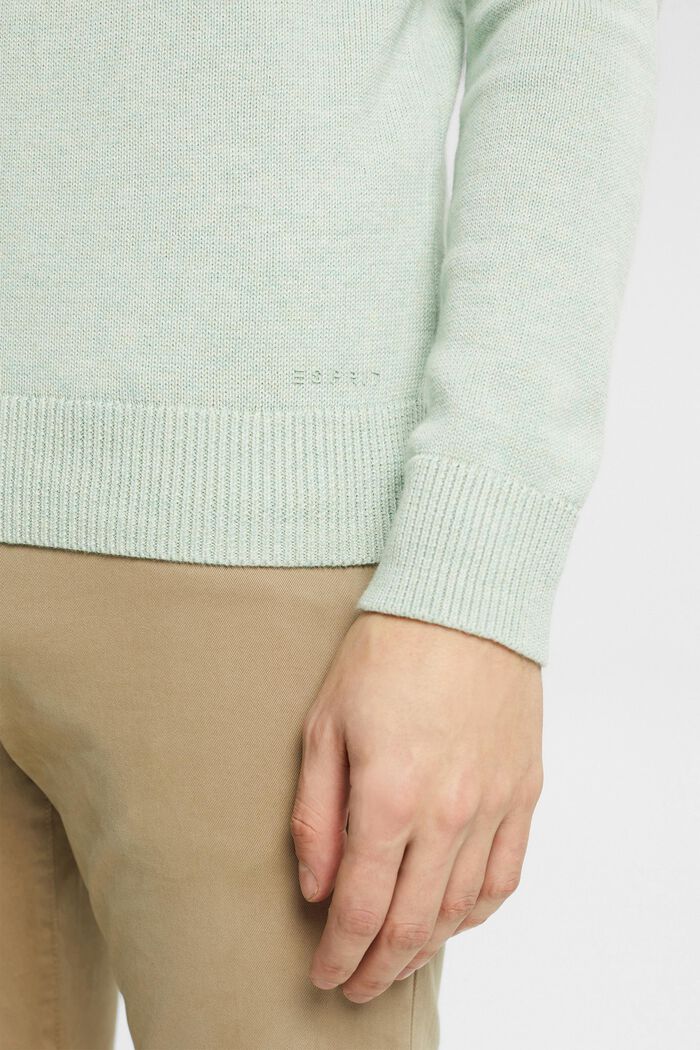 Sustainable cotton knit jumper, LIGHT AQUA GREEN, detail image number 4