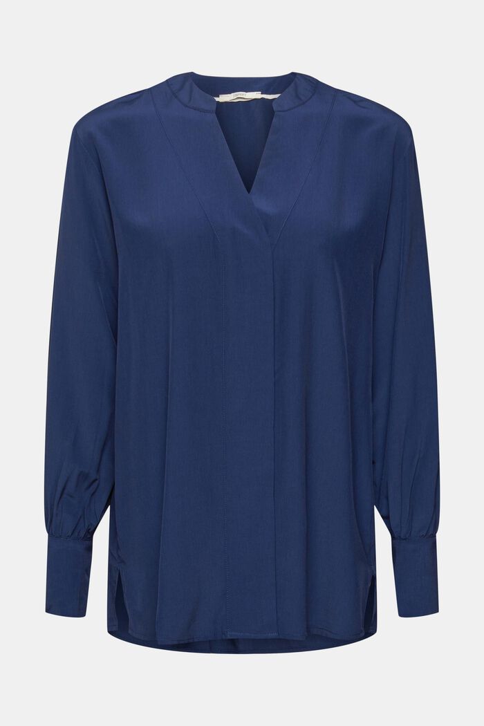 V-neck blouse, LENZING™ ECOVERO™, NAVY, detail image number 2