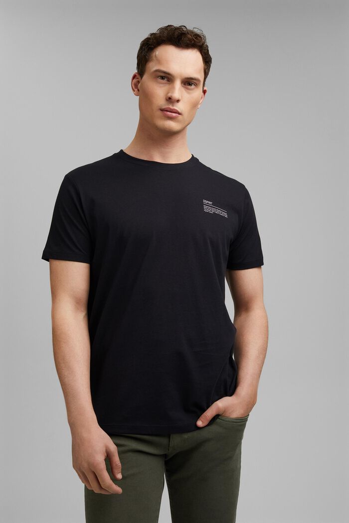 Jersey T-shirt with a print, 100% organic cotton, BLACK, detail image number 0