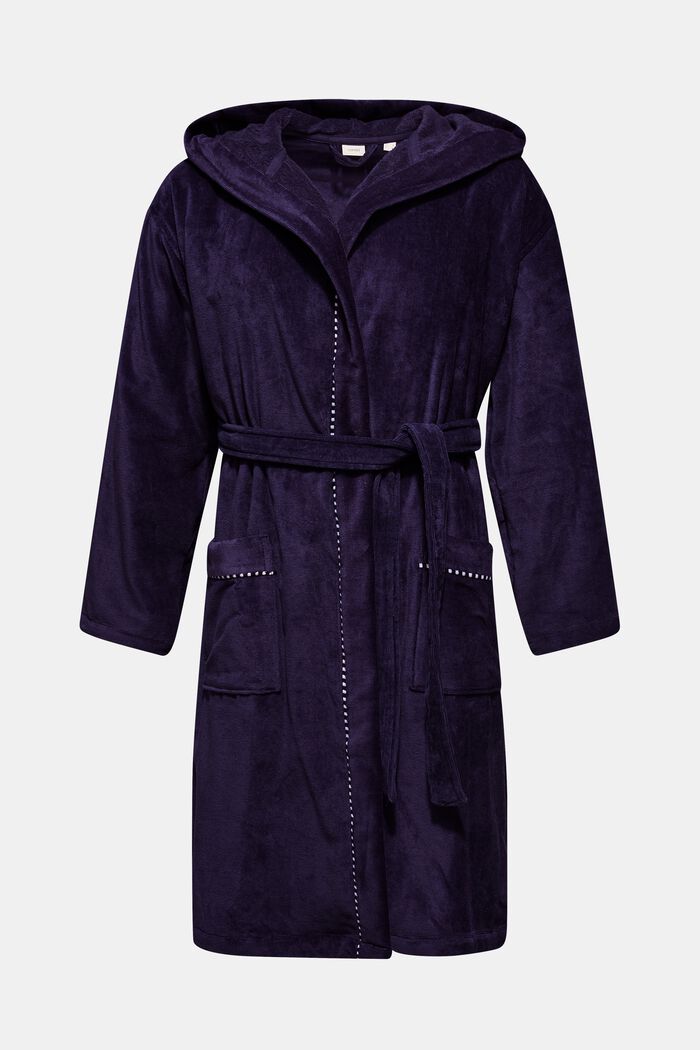 Suede bathrobe made of 100% cotton, NAVY BLUE, detail image number 0