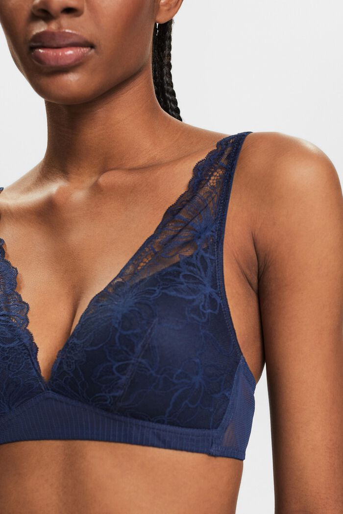 Lace Padded Bra, NAVY, detail image number 2