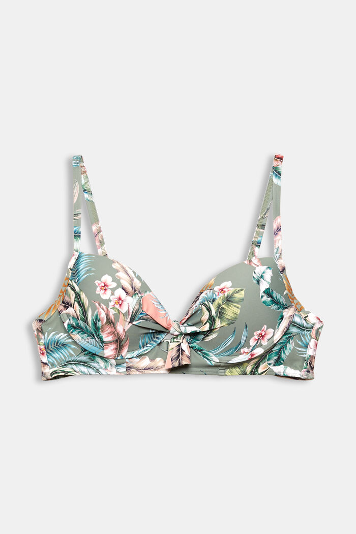 Made of recycled material: underwire bikini with a tropical print