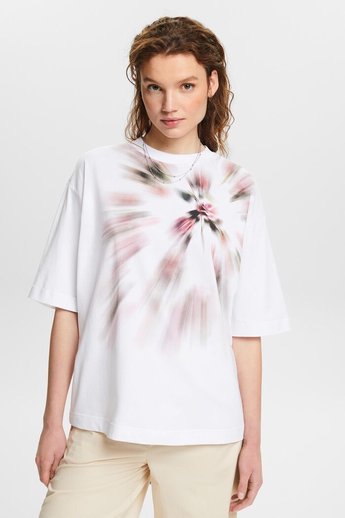 Graphic Print Oversized T-Shirt, WHITE, detail image number 0