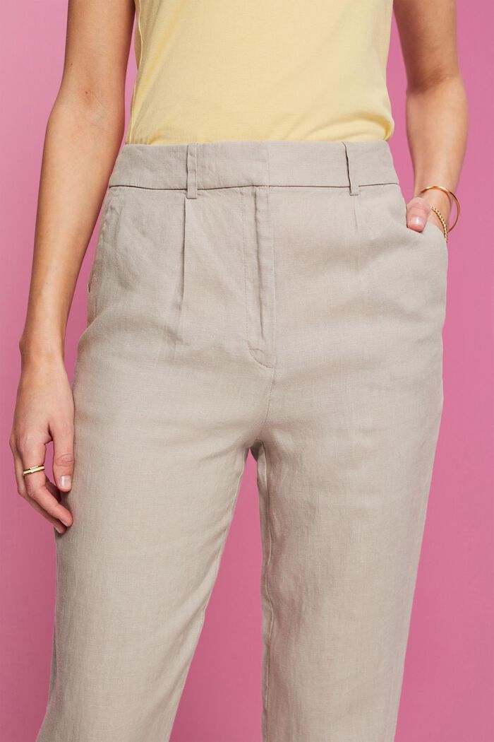 Cropped linen trousers, LIGHT TAUPE, detail image number 2