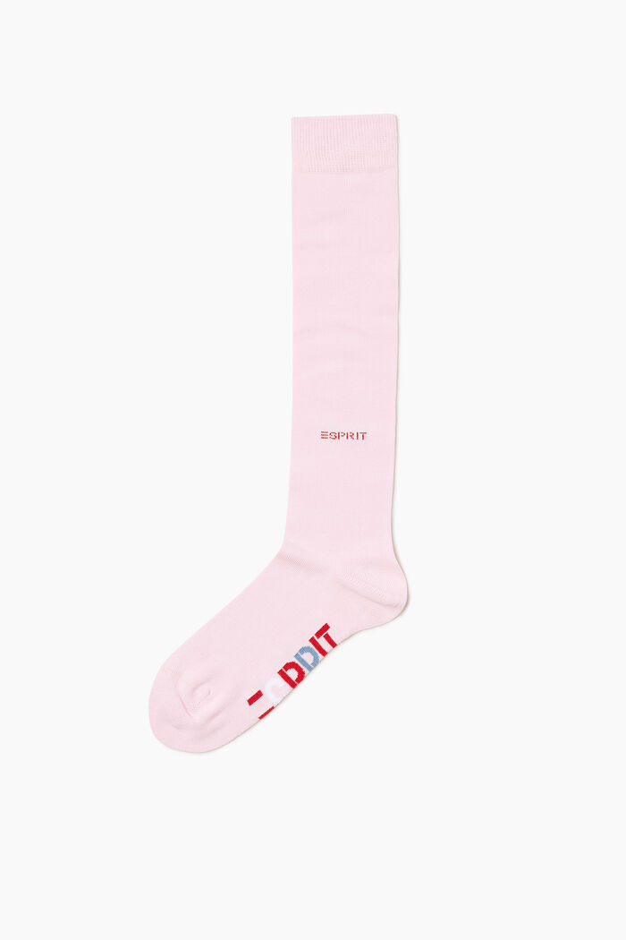 Double pack of knee-high socks with a logo, BLOSSOM, detail image number 0