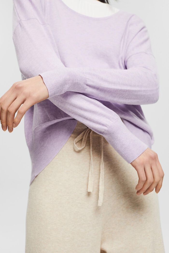 Knitted cotton jumper, LILAC, detail image number 0