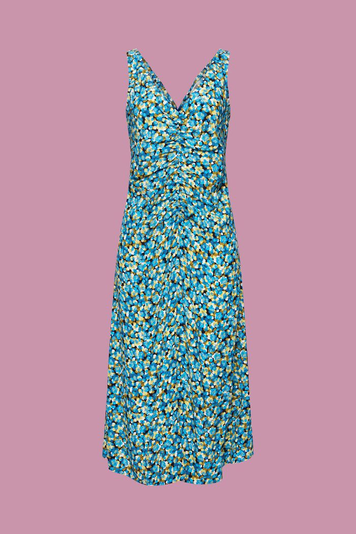 Sleeveless midi dress with all-over print, TURQUOISE, detail image number 6