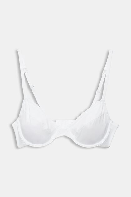 Underwire bra with lace, WHITE, overview