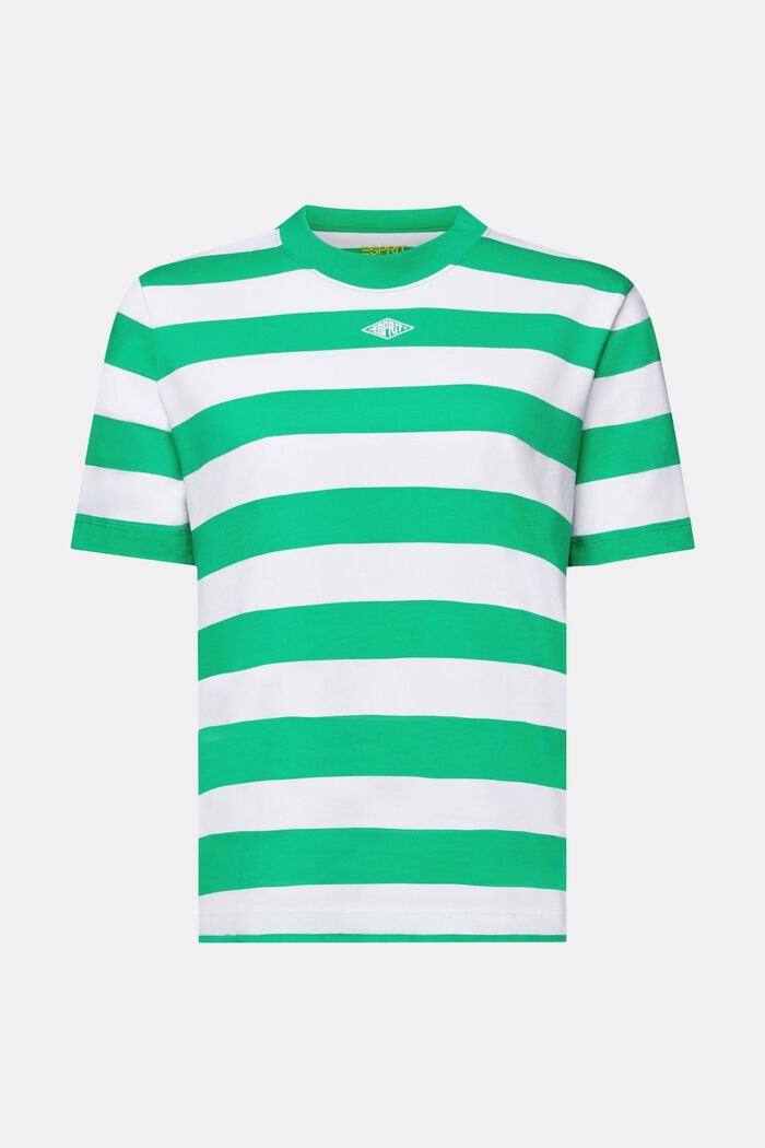 Pima Cotton Striped Embroidered Logo T-Shirt, GREEN, detail image number 7