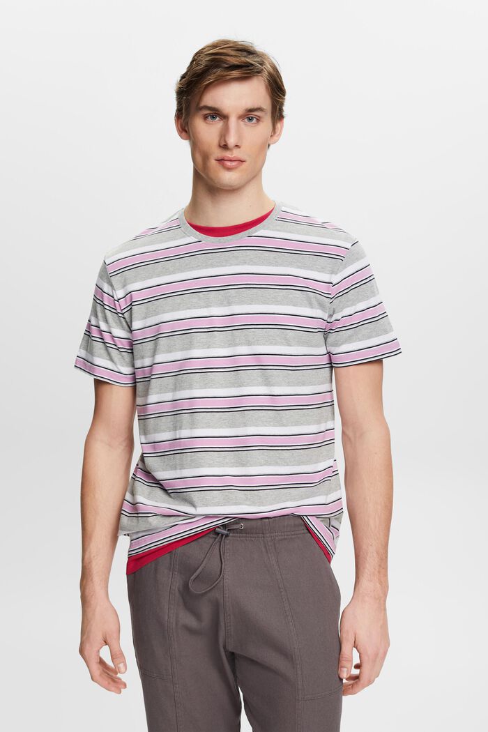 Sustainable cotton striped T-shirt, LILAC, detail image number 0