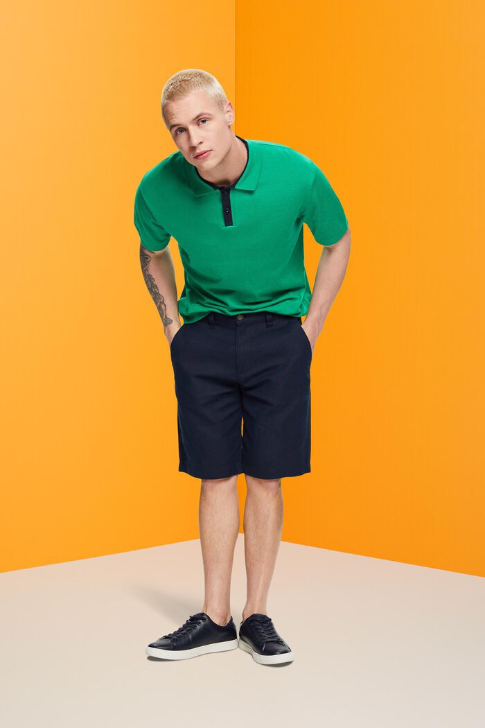 Blended TENCEL and sustainable cotton polo shirt, GREEN, detail image number 4