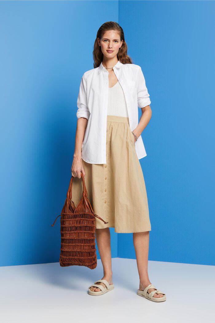 Midi skirt, linen-cotton blend, SAND, detail image number 1