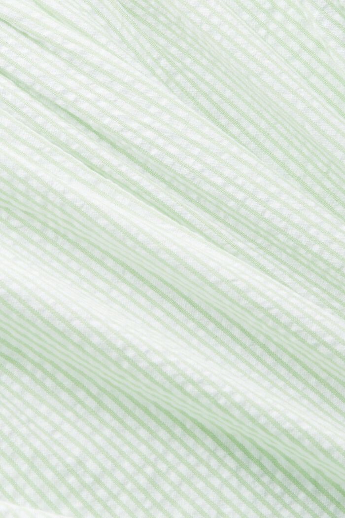 Striped Cotton V-Neck Blouse, LIGHT GREEN, detail image number 4
