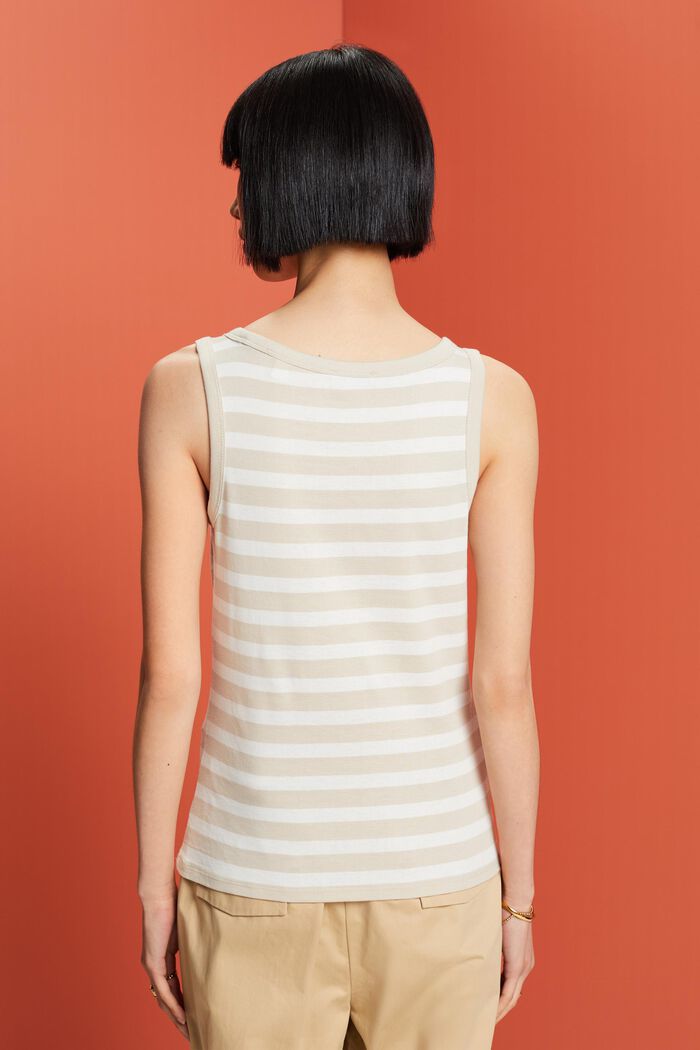 Striped Cotton Tank Top, LIGHT TAUPE, detail image number 3