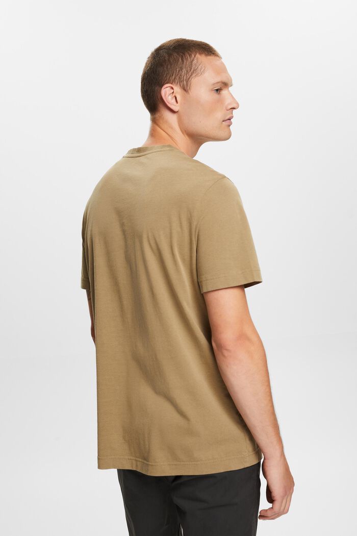 Jersey crewneck t-shirt, 100% cotton, KHAKI GREEN, detail image number 3