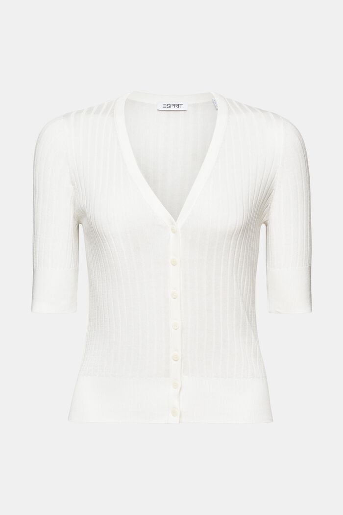 Button-Front Knit Top, OFF WHITE, detail image number 5
