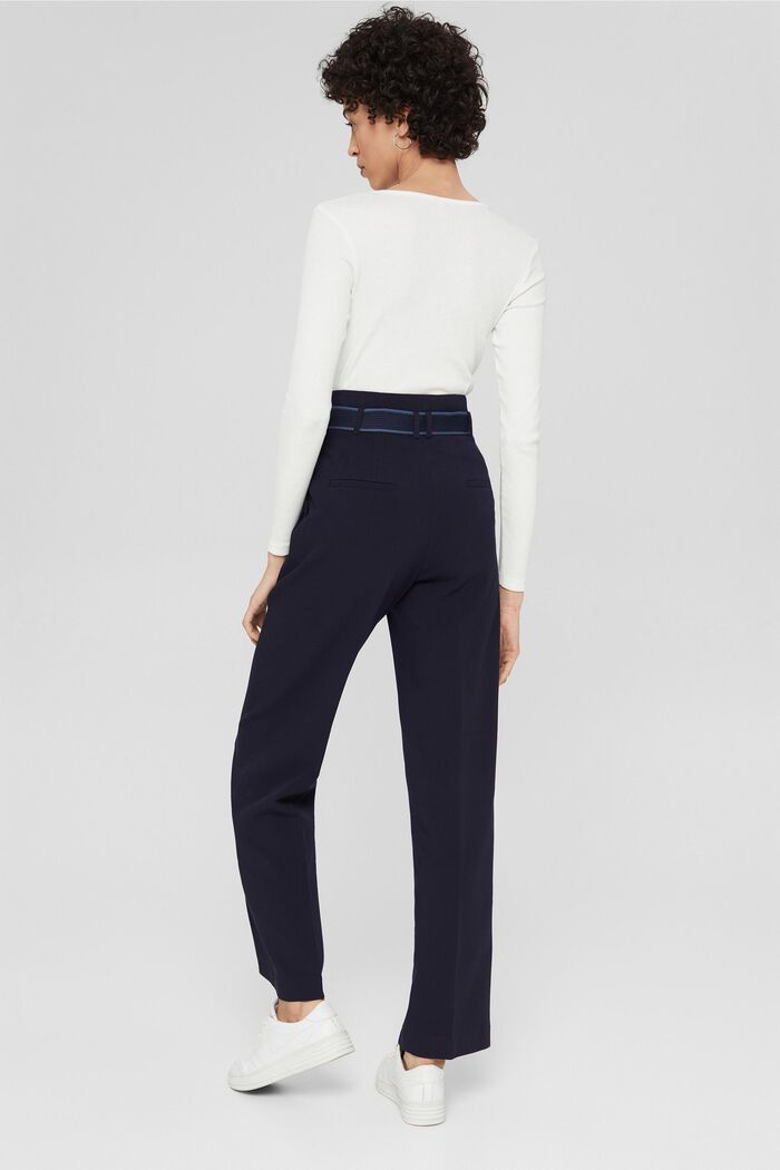 Paperbag wide-leg trousers, NAVY, detail image number 3