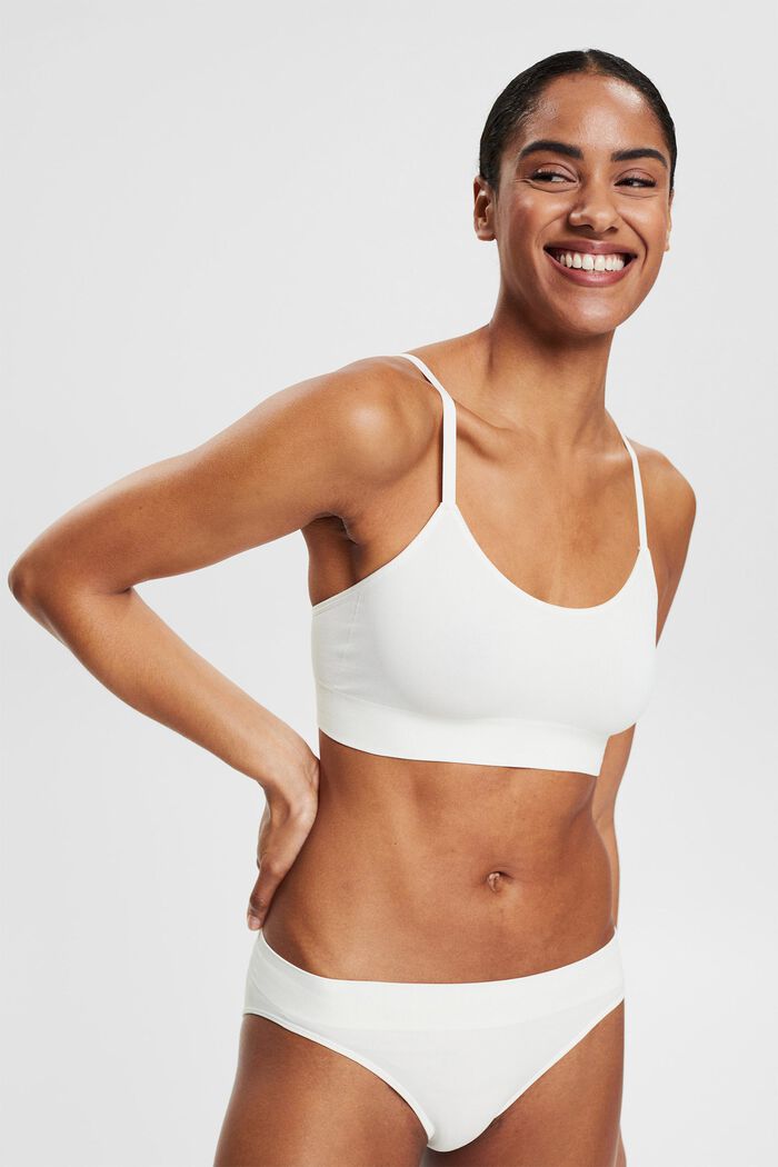 Recycled: unpadded, virtually seamless bra, OFF WHITE, detail image number 0