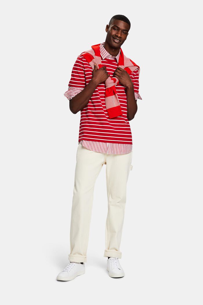 Striped Cotton Jersey T-Shirt, DARK RED, detail image number 1