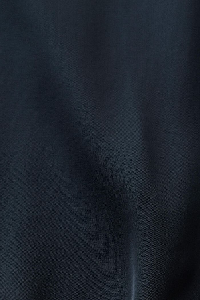 Satin blouse with lapel collar, LENZING™ ECOVERO™, PETROL BLUE, detail image number 4