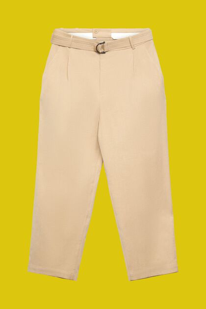 Belted wide leg trousers, wool blend