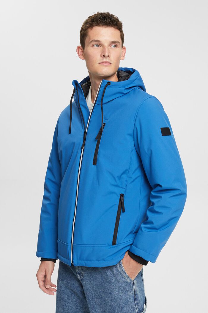 Padded outdoor jacket with a hood