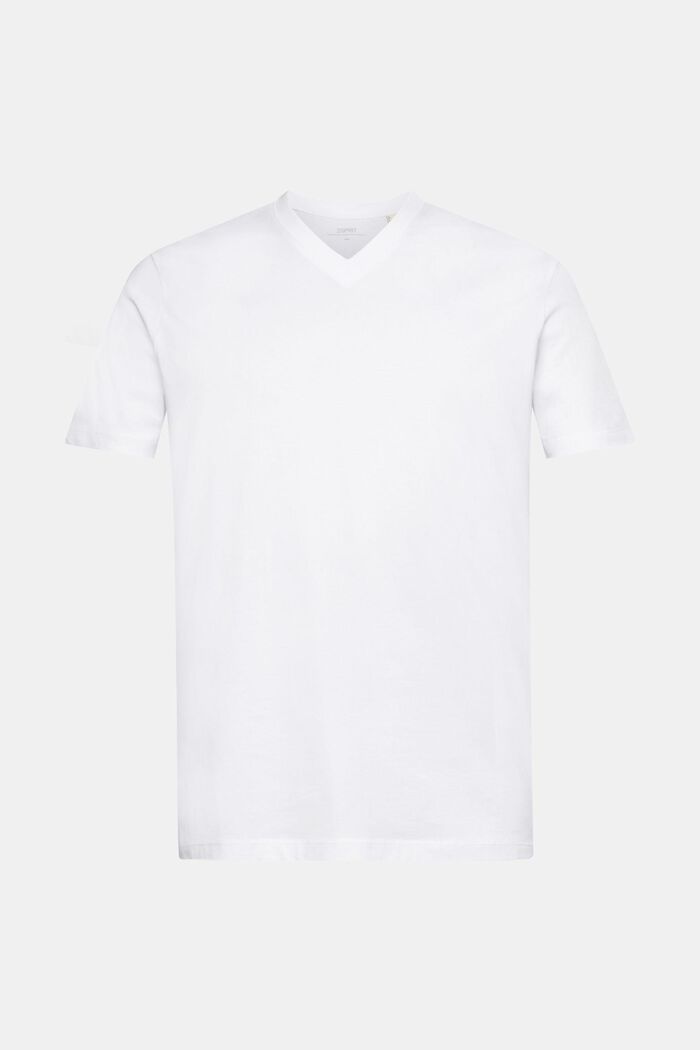 Slim fit V-neck cotton t-shirt, WHITE, detail image number 6