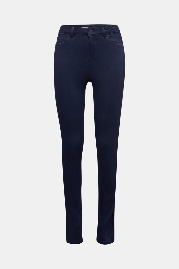 Soft high-waisted trousers with stretch, NAVY, detail image number 0