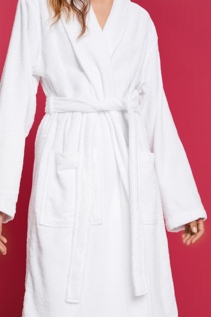 Unisex bathrobe, 100% cotton, WHITE, detail image number 2