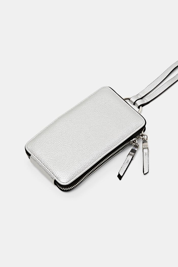 Faux leather phone bag, SILVER, detail image number 1