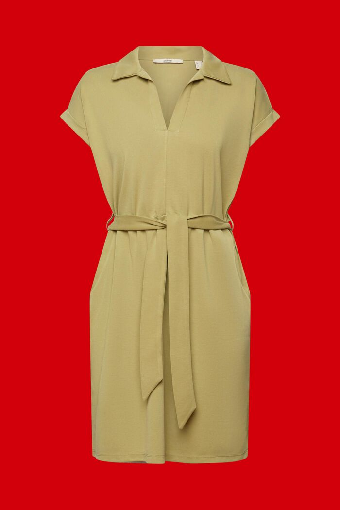 Knitted dress with a tie belt, TENCEL™, PISTACHIO GREEN, detail image number 6