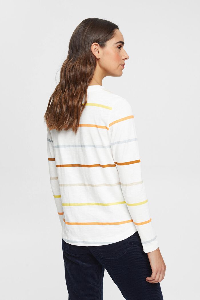 Striped long-sleeved top, OFF WHITE, detail image number 3