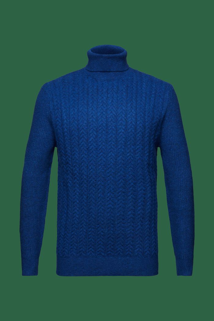 Cable Knit Rollneck Sweater, BRIGHT BLUE, detail image number 6