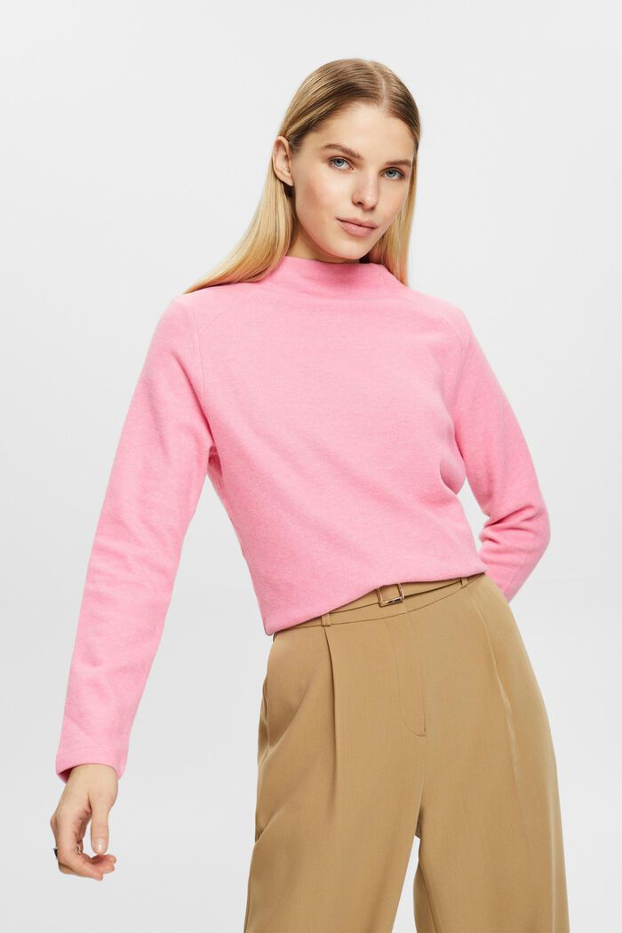 High-necked long-sleeved top, PINK FUCHSIA, detail image number 0