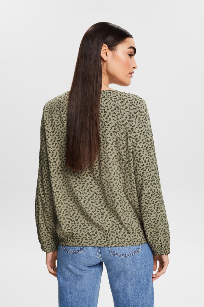 Print blouse with LENZING™ ECOVERO™, LIGHT KHAKI, detail image number 2