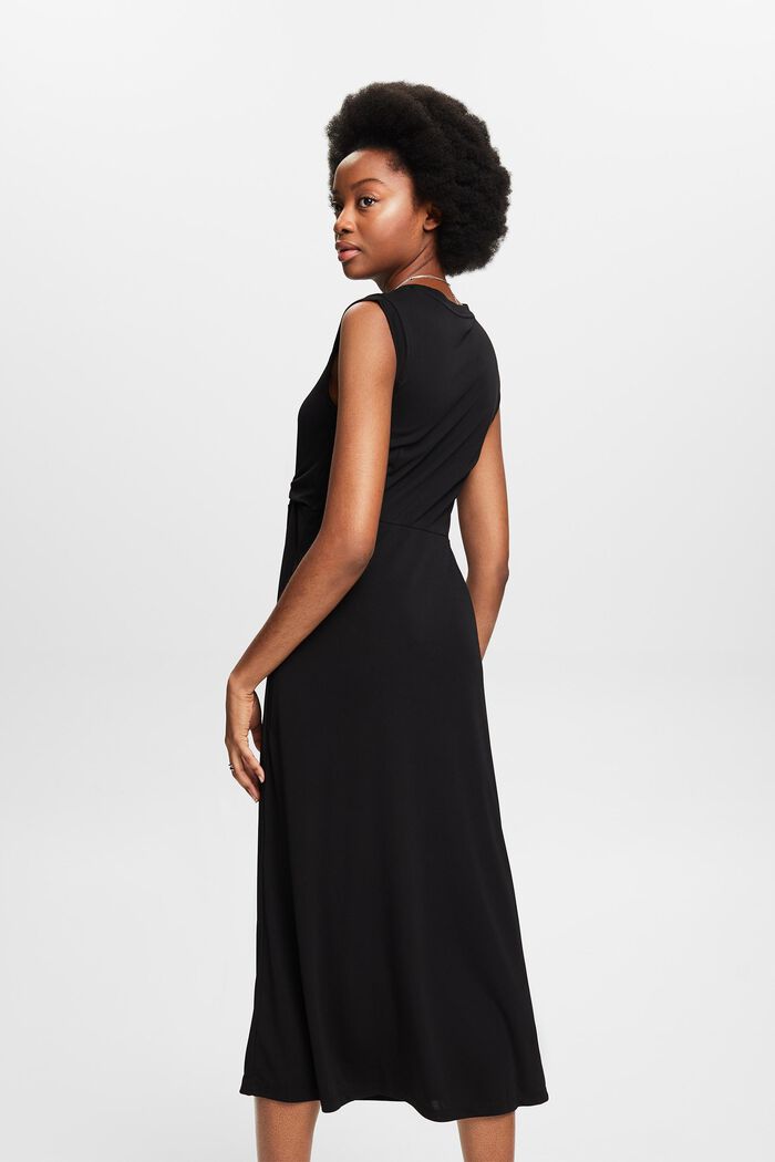 Knotted Crepe Midi Dress, BLACK, detail image number 2