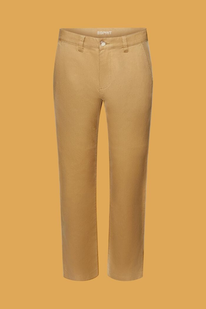 Cotton and linen blended trousers, KHAKI BEIGE, detail image number 7