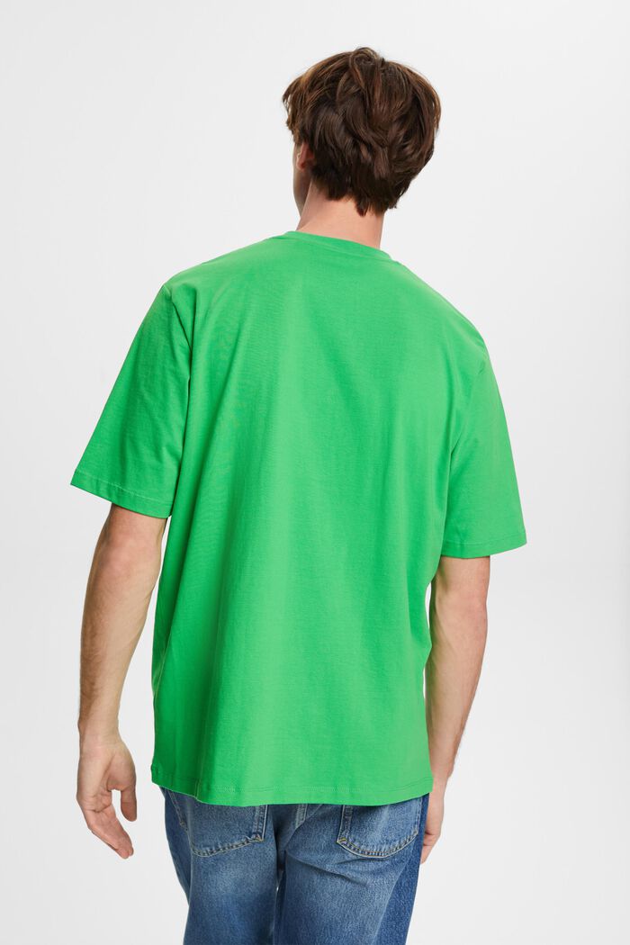 Cotton crewneck T-shirt, GREEN, detail image number 3
