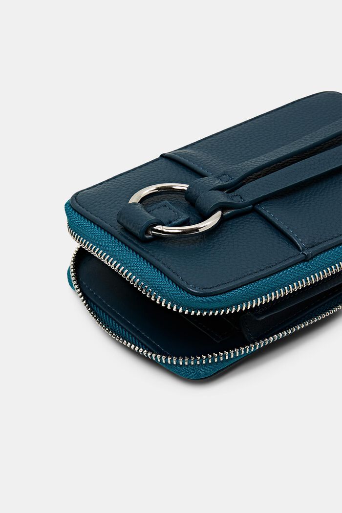 Faux leather phone bag, TEAL GREEN, detail image number 3