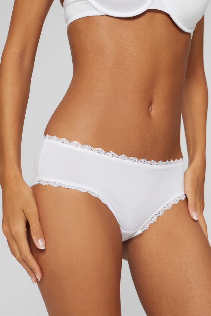 Hipster shorts with lace border, WHITE, detail image number 0