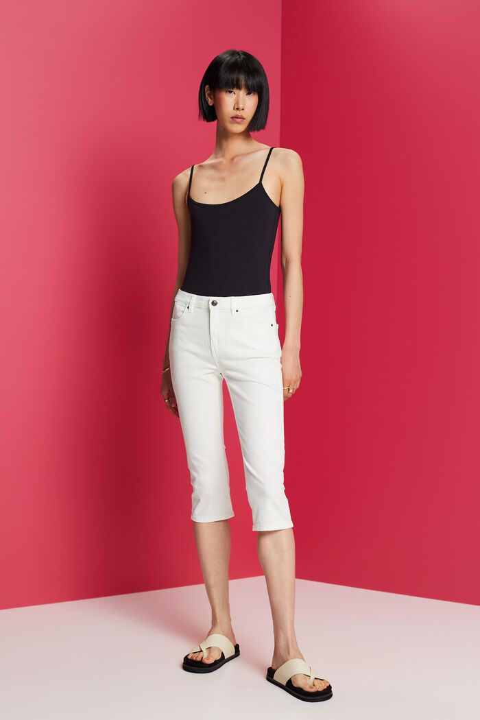 Mid Rise Capri Jeans, WHITE, detail image number 4