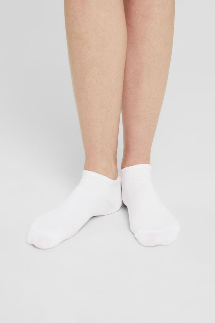 Double pack of sneaker socks, blended organic cotton, WHITE, detail image number 2