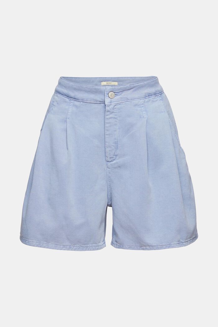 Shorts with waist pleats, LIGHT BLUE LAVENDER, overview