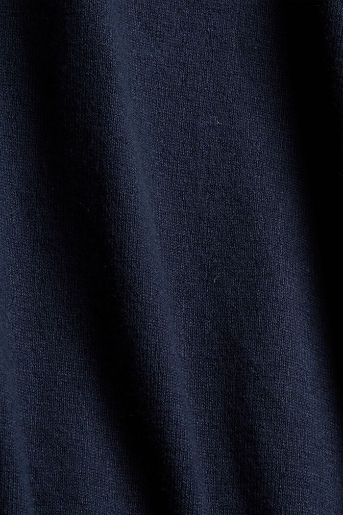Cashmere blend: jumper with a drawstring collar, NAVY, detail image number 4