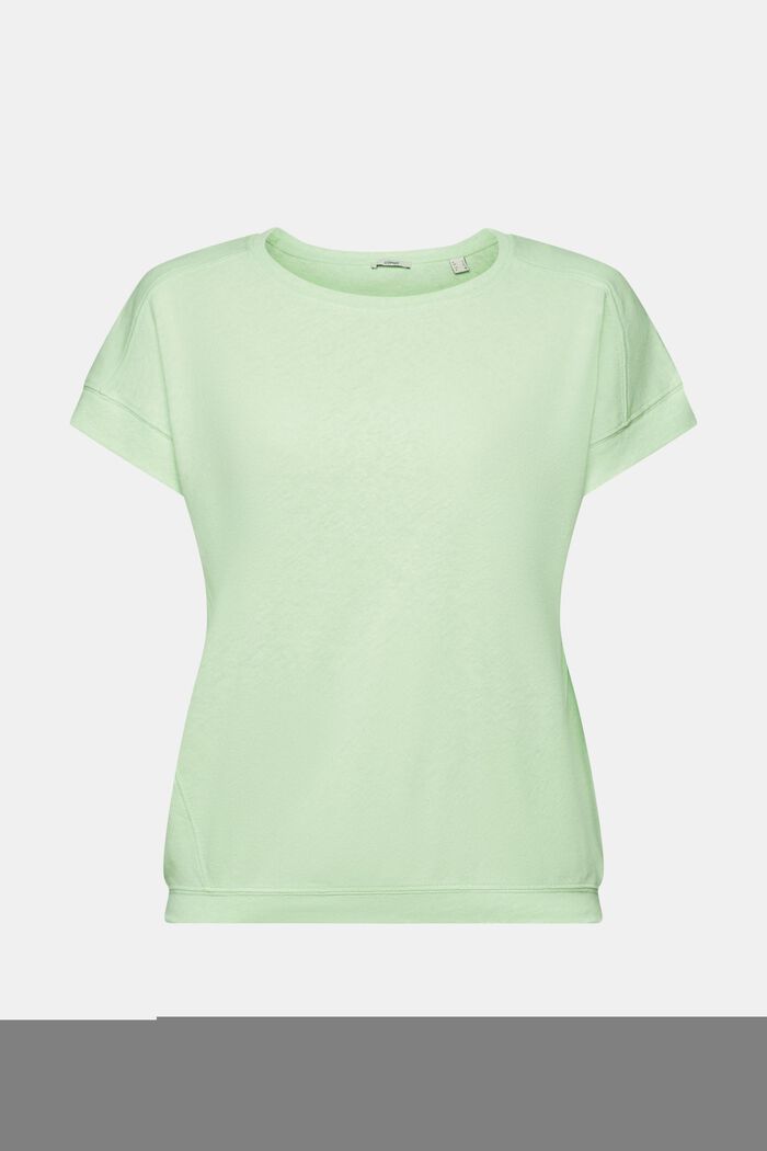 Cotton and linen blended t-shirt, CITRUS GREEN, detail image number 5