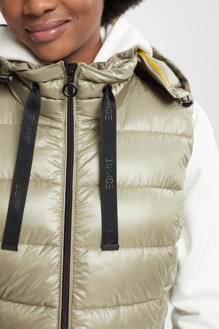 Quilted body warmer with detachable hood, PALE KHAKI, detail image number 0