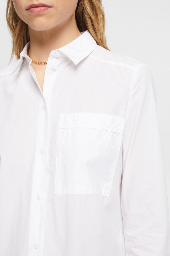 Cotton blouse with a pocket, WHITE, detail image number 2